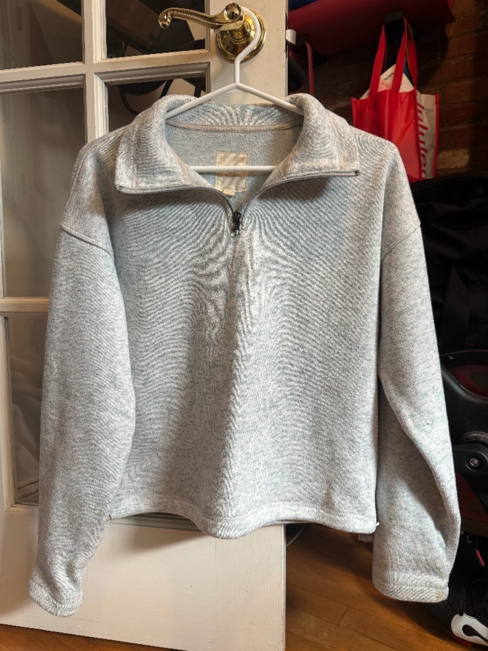 Light Gray Quarter-Zip Pullover Sweater